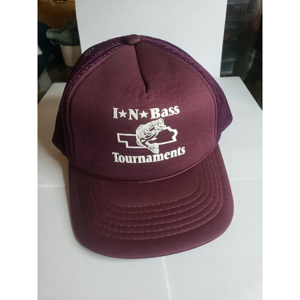 Vintage 80s 90s Nebraska Bass Fishing Tournament Trucker Hat Cap SnapBack Mesh